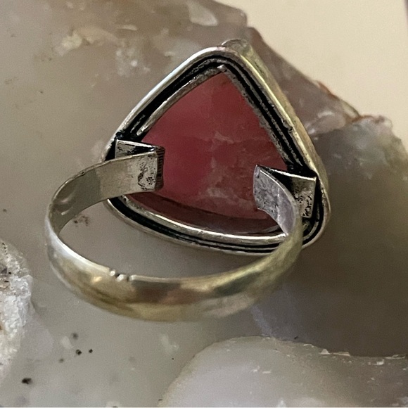 Artisan Rose Quartz Sterling Silver 925 Feminine Pink Handcrafted Ring SZ 8 - Picture 7 of 14
